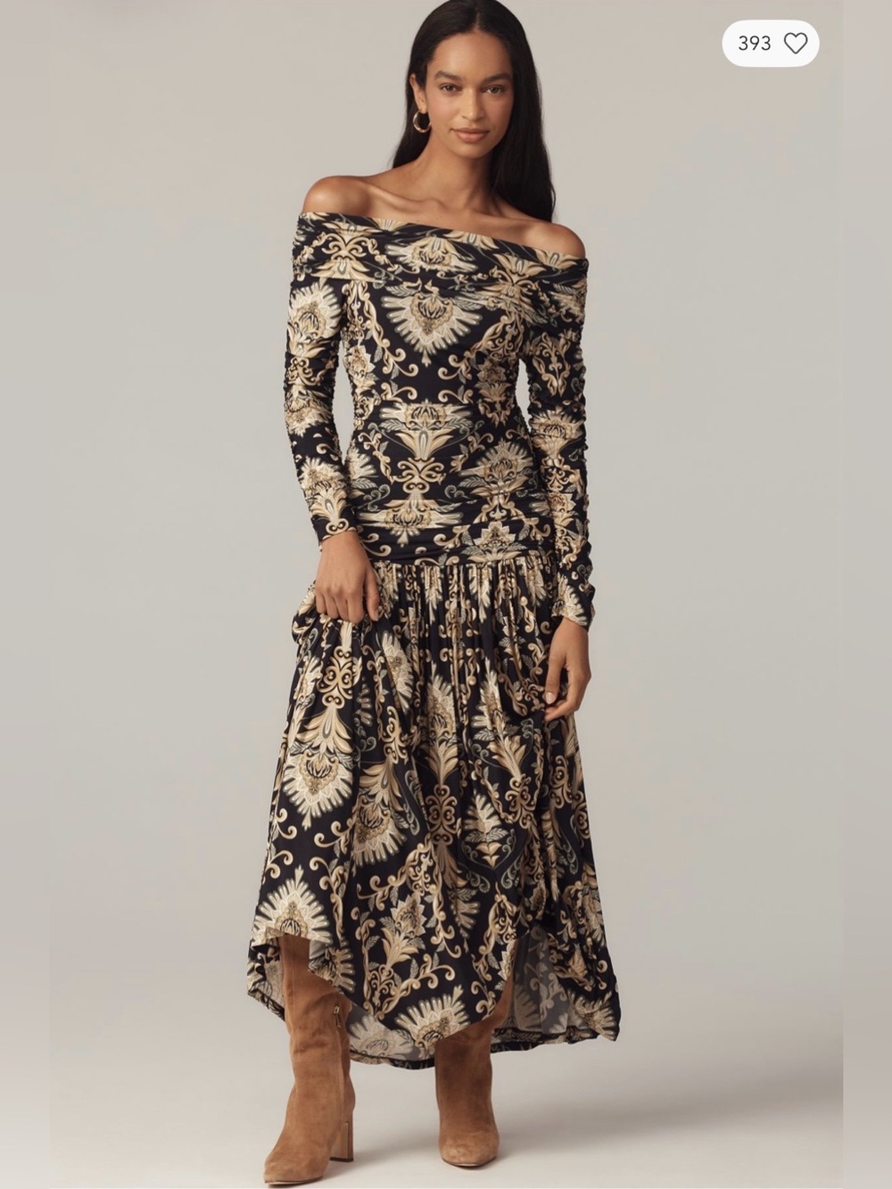 Stunning FARM Rio Wonderful Arabesque Off-the-Shoulder Maxi Dress size S.